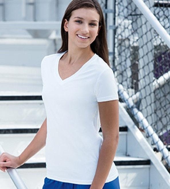 Paragon 203 - Remera de rendimiento en cuello en V para mujer 