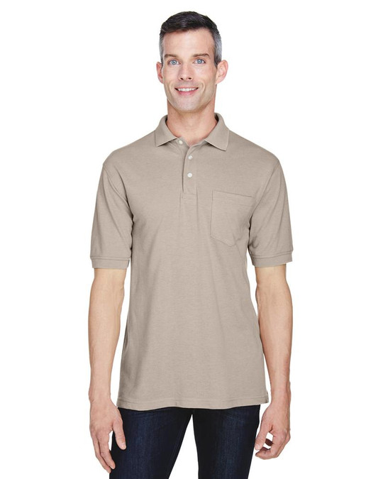 Harriton M265P - Polo Easy Blend avec poche de 5,6 oz.