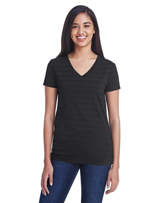 Threadfast 252RV - Camiseta de Cuello en V con Rayas Invisibles para Damas