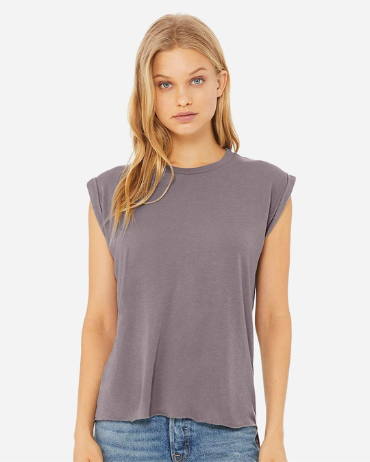 Bella+Canvas 8804 - Camiseta sin mangas fluida para damas con puño enrollado