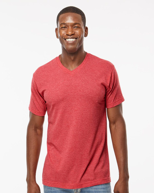 M&O 3543 - T-shirt col en V mélange Deluxe