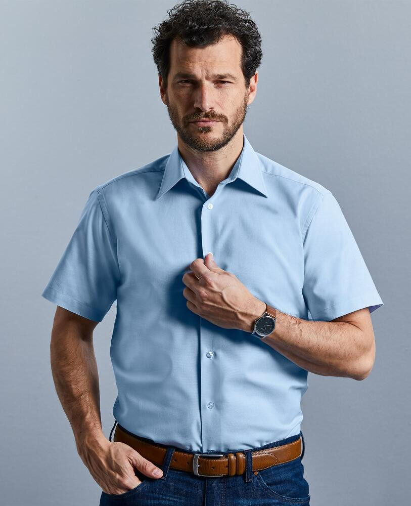 Russell Collection R923M - Oxford Tailored Easy Care Short Sleeve Shirt Mens