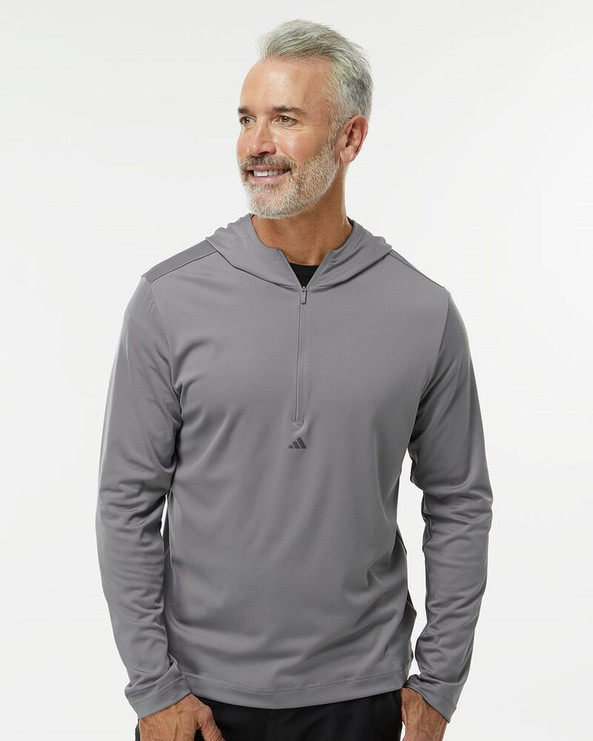 Adidas A596 - Lightweight Performance Quarter-Zip Hooded Pullover