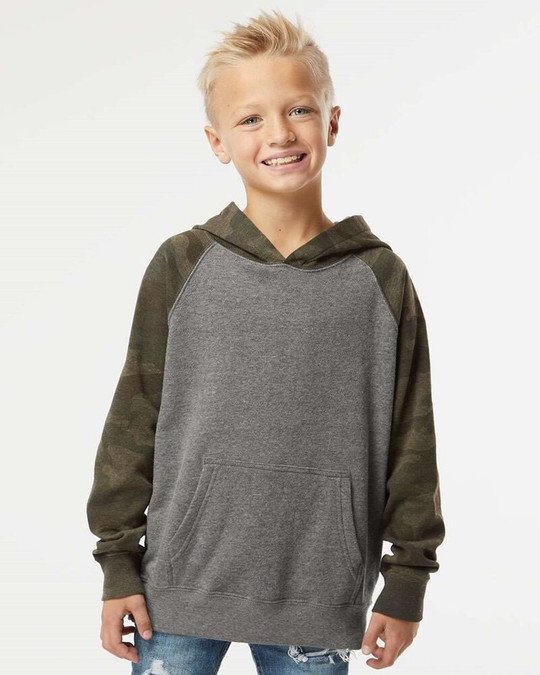 Independent Trading Co. PRM15YSB - Sudadera con capucha de mezcla especial ligera para jóvenes con raglán