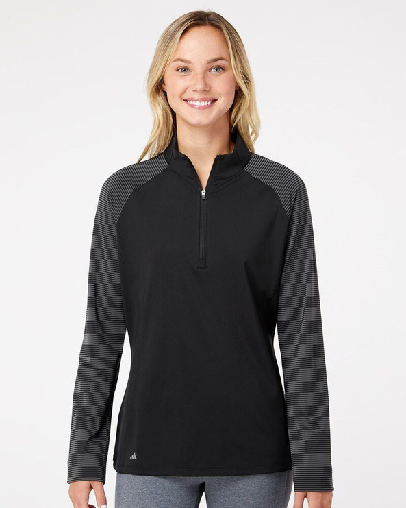 Adidas A521 - Women's Stripe Block Quarter-Zip Pullover