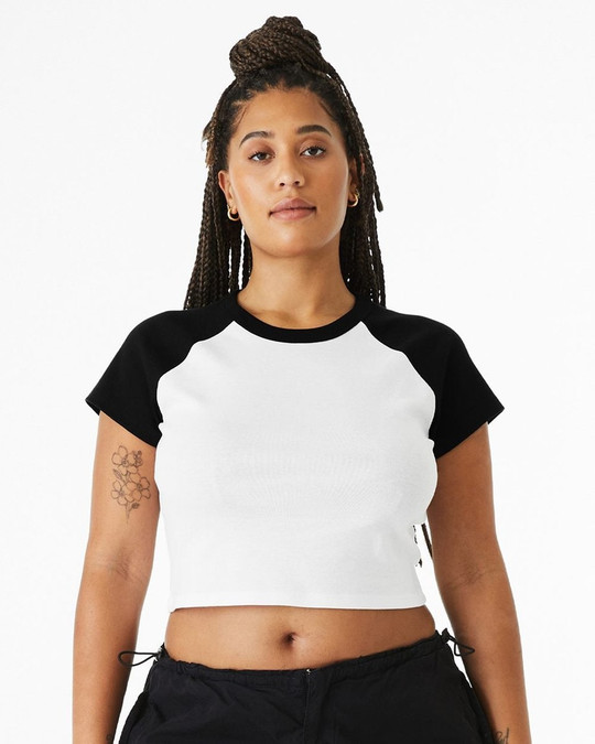 Bella+Canvas 1201 - Camiseta de Mujer Micro Rib Raglan Baby Tee