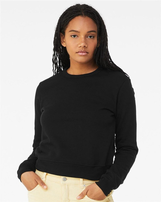 Bella+Canvas 7511 - Sudadera clásica de cuello redondo de vellón esponjoso para mujer