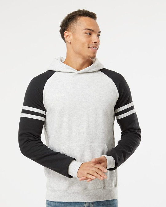 Jerzees 97CR - Sudadera con capucha de raglán con bloques de color Varsity Nublend®