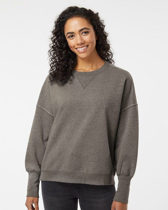 MV Sport W22712 - Sudadera de cuello redondo de felpa afelpada para mujer
