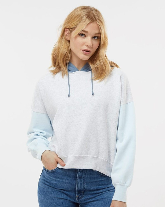 MV Sport W23716 - Sudadera con capucha recortada de vellón afelpado a color en bloques para mujer