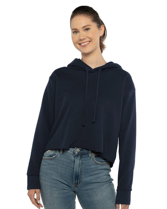 Next Level 9384 - Sudadera con capucha corta de borde sin rematar Laguna Sueded para mujer