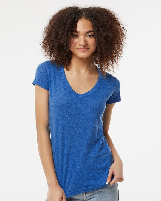 Tultex 244 - Camiseta de Cuello en V Rica en Poliéster para Mujer