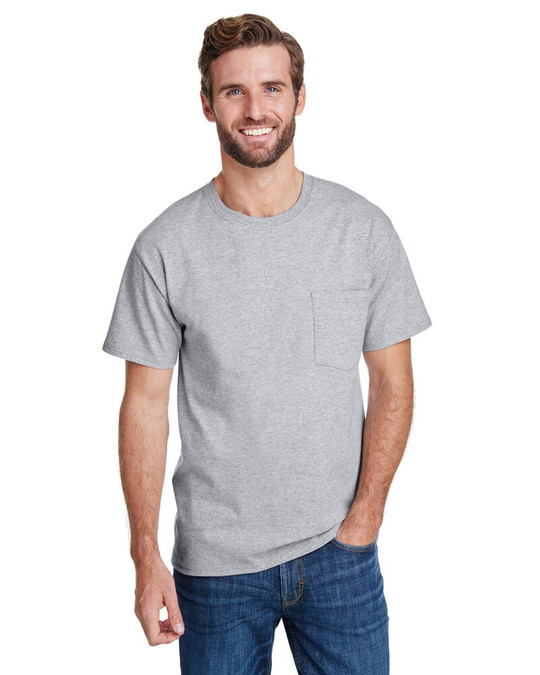Hanes W110 - Camiseta de Trabajo para Adultos con Bolsillo