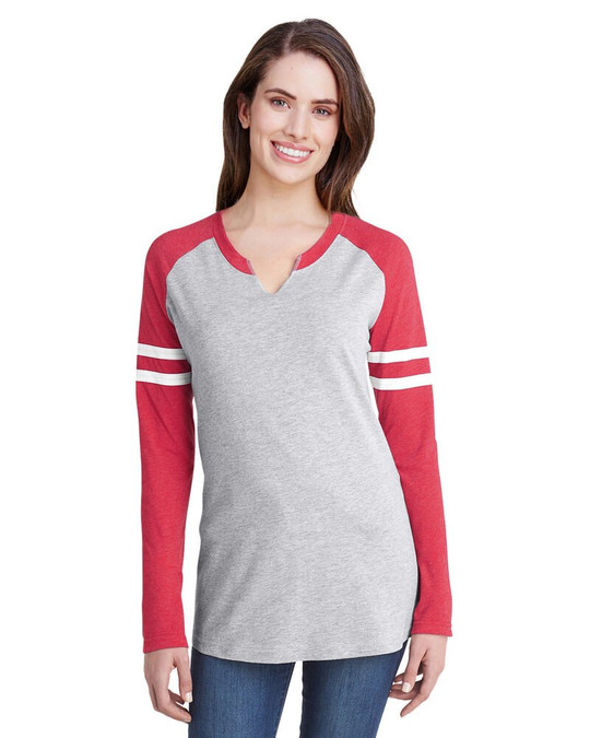 LAT 3534 - Camiseta de Manga Larga de Damas Gameday Mash-Up Fine Jersey