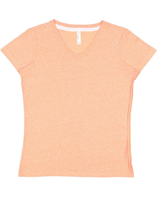 LAT 3591 - Camiseta de Jersey Melange Harborside con Cuello en V para Damas