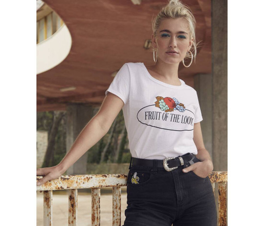 FRUIT OF THE LOOM VINTAGE SCV151 - Women T with Fruit of The Loom logo printed on it