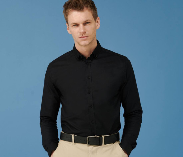 HENBURY HY512S - MODERN OXFORD LONG SLEEVED SHIRT - SLIM FIT