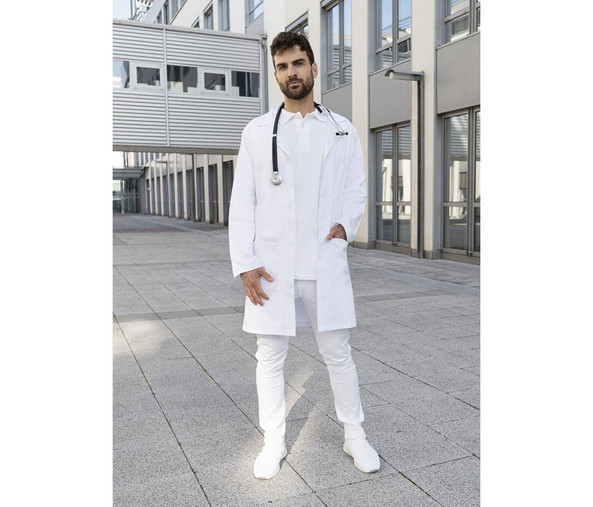 KARLOWSKY KYBMM1 - MEN'S MEDICAL AND LAB COAT BASIC WITH LAPEL COLLAR