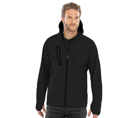 RESULT RS909X - Recycelte 3-lagen-softshellmit bedruckbarer kapuze