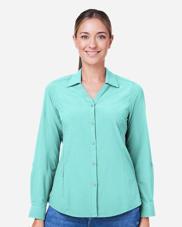 CORE365 CE510LW - Camisa Marina de manga larga Ultra UVP® para mujer