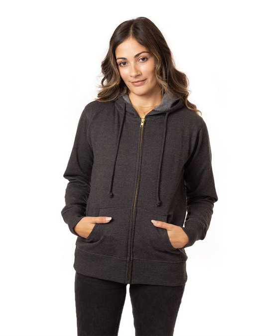 Econscious EC4580 - Sudadera con capucha y cremallera completa para mujer, Heathered