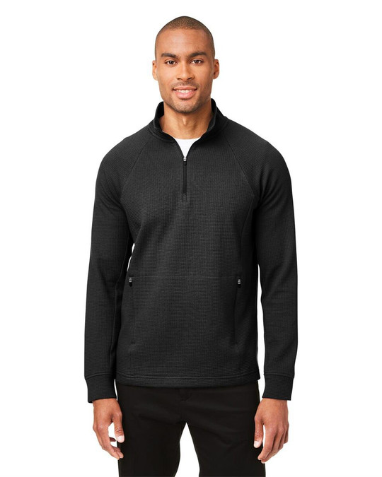 North End NE200 - Pulóver con cremallera de un cuarto para hombre Rhythm Waffle