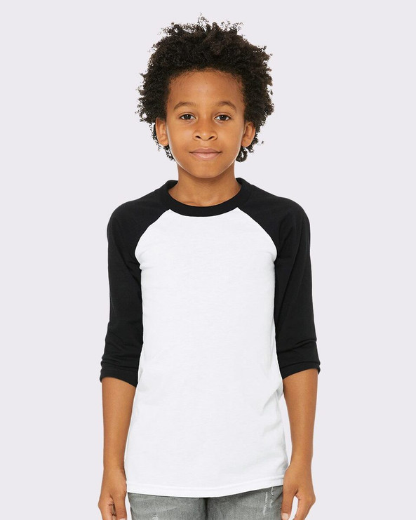 Bella+Canvas 3200Y - Youth Three-Quarter Sleeve Baseball Tee