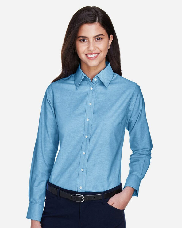 Harriton M600SW - Women's Stain-Release Short Sleeve Oxford Shirt