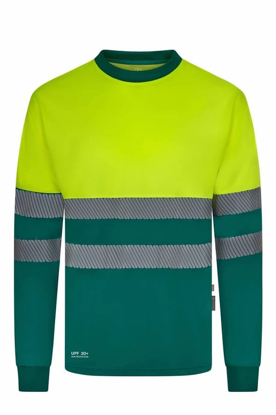 Velilla 305645 - Long-sleeve two-tone cotton T-shirt with segmented tape