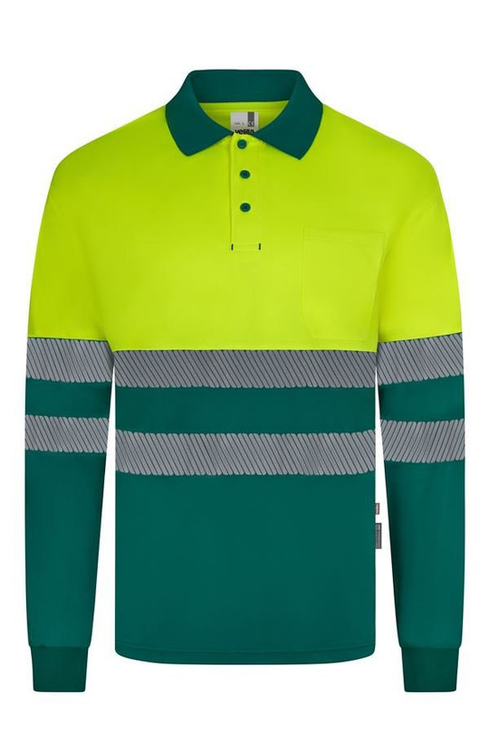 Velilla 305535 - Long sleeve two-tone recycled polyester polo shirt with segmented tape