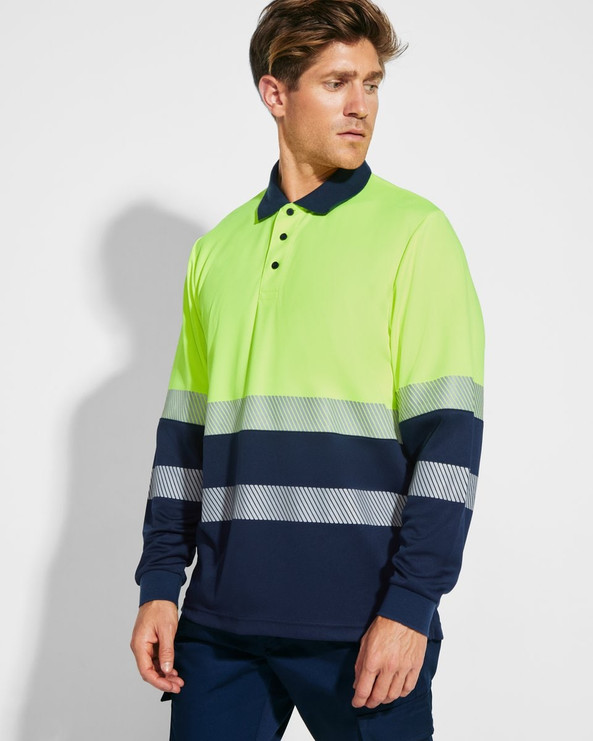 Roly HV9316 - VEGA LS High visibility two-tone long-sleeved polo shirt