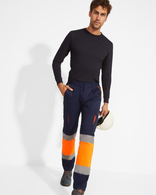 Roly HV9321 - ENIX Tweekleurige lange broek met hoge zichtbaarheid en meerdere zakken