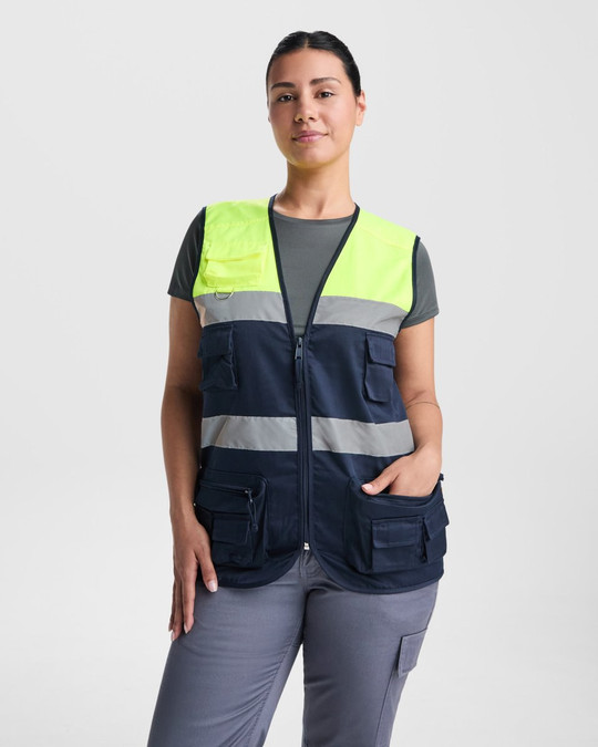 Roly HV9323 - BETA High-visibility two-tone multi-pocket vest
