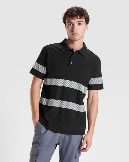 Roly HV9324 - FORAN Kurzärmeliges Poloshirt aus Piqué mit verbesserter Sichtbarkeit und Anti-Pilling-Behandlung
