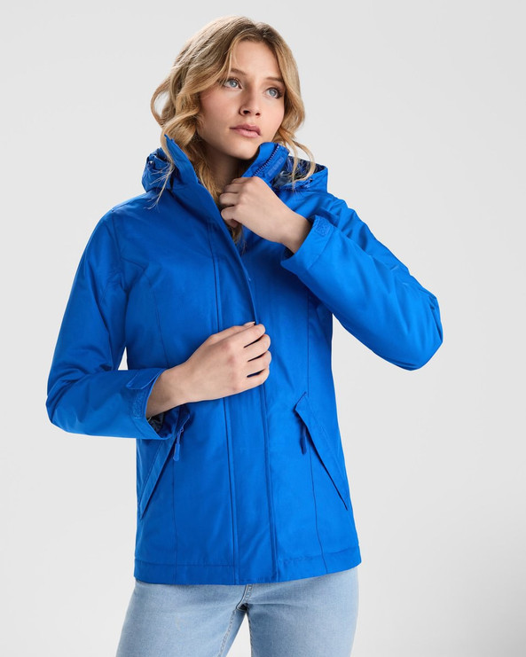 Roly PK5073 - AMERICA WOMAN Padded parka jacket with removable hood and elastic adjusters