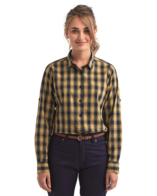 Artisan Collection by Reprime RP350 - Camisa de vestir de algodón a cuadros para mujer Mulligan