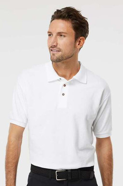 M & O Knits 7002 POLO À M/C PIQUÉ, PEIGNÉ ET FILÉ À LANNEAU