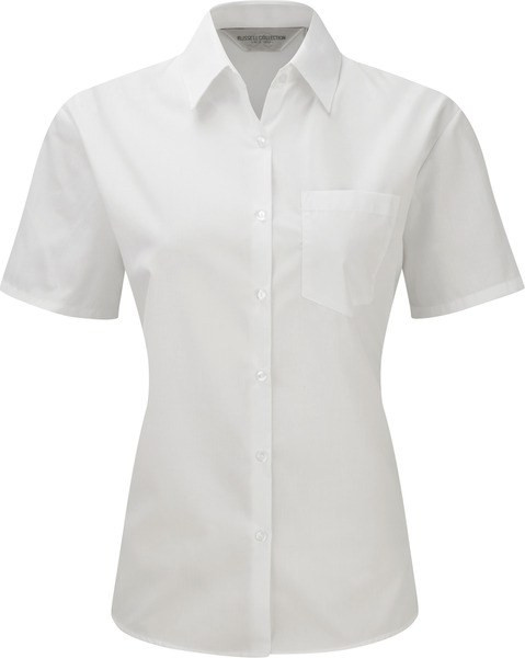 Russell Collection RU935F - DAMER KORTÆRMET POLYCOTTON EASY CARE POPLIN SKJORTE