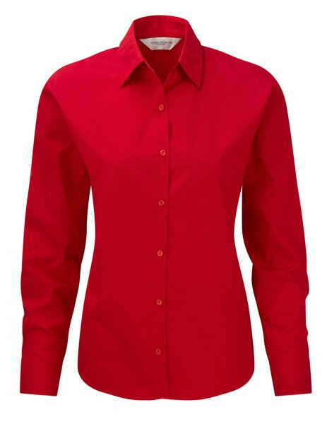 Russell Collection RU936F - Ladies' Long Sleeve Pure Cotton Easy Care Poplin Shirt