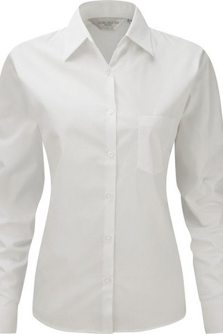 Russell Collection RU936F - Ladies Long Sleeve Pure Cotton Easy Care Poplin Shirt