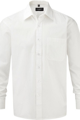 Russell Collection RU936M - Puur Katoenen Easy Care Poplin Overhemd Met Lange Mouwen