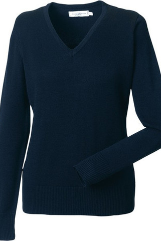 Russell Collection RU710F - Contemporary CottonBlend V-Neck Sweater