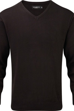 Russell Collection RU710M - Pull Moderne à Col V en Coton Mélangé