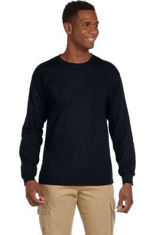 Gildan 2410 - Mens Premium Cotton Long Sleeve Shirt with Pocket