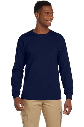 Gildan 2410 - Mens Premium Cotton Long Sleeve Shirt with Pocket