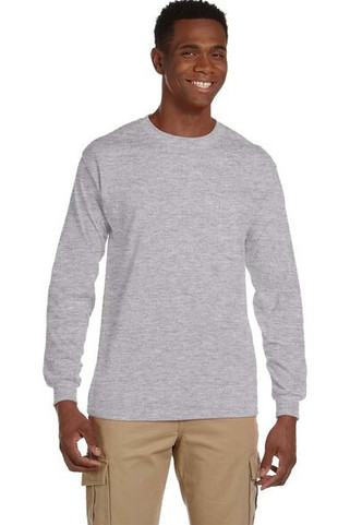 Gildan 2410 - Mens Premium Cotton Long Sleeve Shirt with Pocket