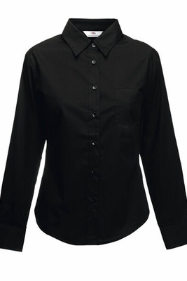Fruit of the Loom SS012 - Poplin damesoverhemd met lange mouwen