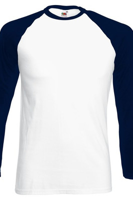 Fruit of the Loom SS028 - Baseball t-shirt met lange mouwen