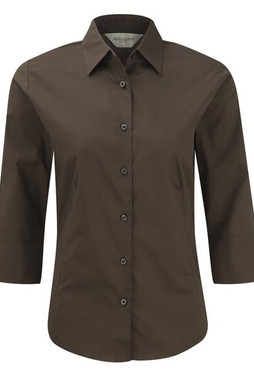 Russell Collection J946F - Camicia da donna aderente con manica  ¾ easycare.