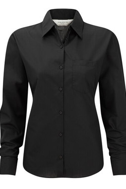 Russell Collection J934F - Camicia da donna, manica lunga - polycotton easycare poplin